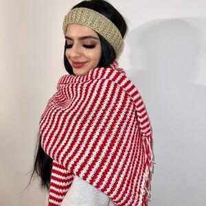 RED AND WHITE HANDMADE BIG AND WIDE CROCHET WINTER BLANKET SCARF